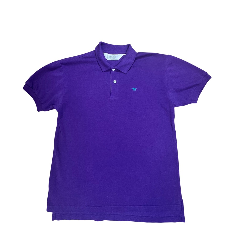 The Mens Store At‎ Sears Purple Short Sleeve Embroidered Horse Polo Shirt Size M